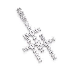 Modern Triple Cross Pendant with Sparkling VVS Moissanite