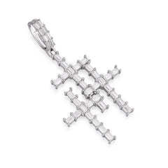 Modern Triple Cross Pendant with Sparkling VVS Moissanite
