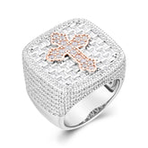 Moissanite Cross Ring – Two-Tone Iced Out Pavé Hip Hop Jewelry | UIU Jewelry
