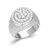 Moissanite Round Cluster Iced Out Ring 925 Silver