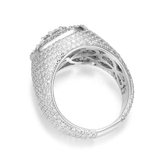 Moissanite Round Cluster Iced Out Ring 925 Silver