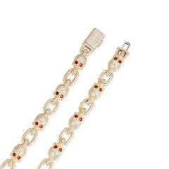 Moissanite & Ruby Skulls Chain