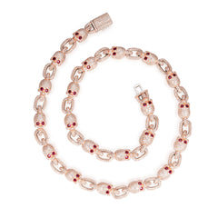 Moissanite & Ruby Skulls Chain