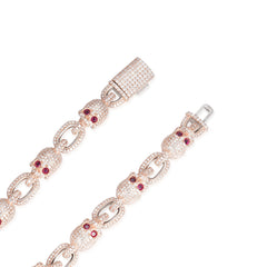 Moissanite and Ruby Skulls Bracelet