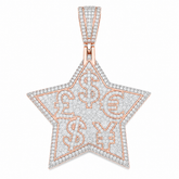 Money Symbol Star Moissanite Pendant | 14K Gold Plated Over 925 Sterling Silver