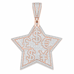 Money Symbol Star Moissanite Pendant | 14K Gold Plated Over 925 Sterling Silver