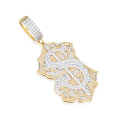 Opulent Dollar Sign Pendant with VVS Moissanite Stones