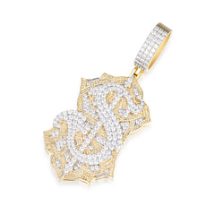 Opulent Dollar Sign Pendant with VVS Moissanite Stones