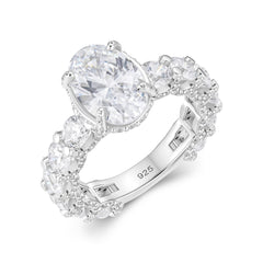 Oval Cut Moissanite Engagement Ring – 925 Sterling Silver Eternity Band | UIU Jewelry