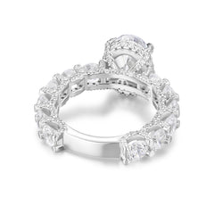 Oval Cut Moissanite Engagement Ring – 925 Sterling Silver Eternity Band | UIU Jewelry