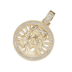 Radiant Moissanite Jesus Pendant with Crown of Thorns
