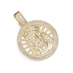 Radiant Moissanite Jesus Pendant with Crown of Thorns