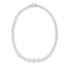 Real Moissanite 925 Silver Iced Baguette Clover Graduated Tennis Chain