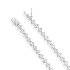 Real Moissanite 925 Silver Iced Baguette Clover Graduated Tennis Chain