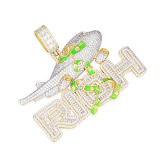 Rich Moissanite Pendant with Airplane and Money Design