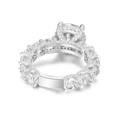 Round Cut Moissanite Engagement Ring – 925 Sterling Silver Eternity Band | UIU Jewelry