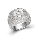 Round Moissanite 9 Flower Cluster Pinky Ring for Men