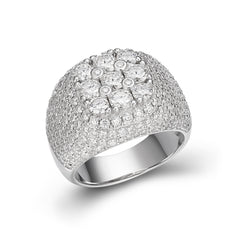 Round Moissanite 9 Flower Cluster Pinky Ring for Men