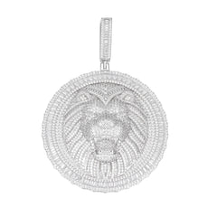 Royal Lion Medallion Pendant Fully Iced Moissanite