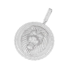 Royal Lion Medallion Pendant Fully Iced Moissanite