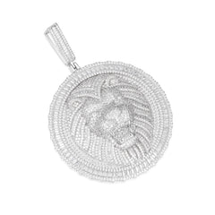 Royal Lion Medallion Pendant Fully Iced Moissanite
