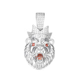 Royal Lion Pendant Iced Moissanite with Fiery Red Eyes