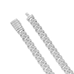 12MM Silver Cuban Link Necklace – Fully Iced VVS Moissanite