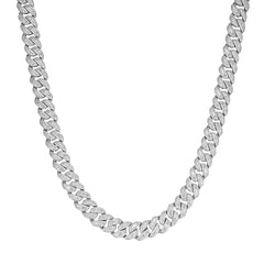 12MM Silver Cuban Link Necklace – Fully Iced VVS Moissanite