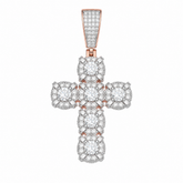 Solitaire Halo Moissanite Cross Pendant | 14K Gold Plated Over 925 Sterling Silver