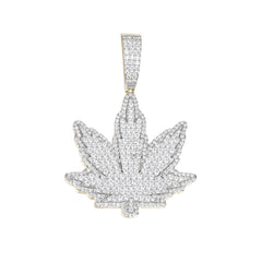 Sparkling Leaf Pendant with Moissanite Stones