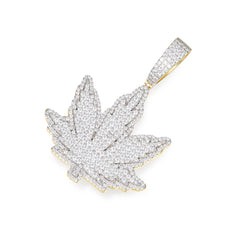 Sparkling Leaf Pendant with Moissanite Stones