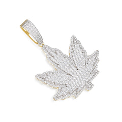 Sparkling Leaf Pendant with Moissanite Stones