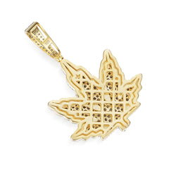 Sparkling Leaf Pendant with Moissanite Stones
