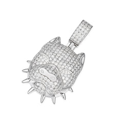 Spiked Pitbull Pendant with Moissanite Stones