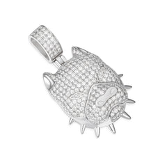 Spiked Pitbull Pendant with Moissanite Stones