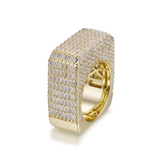Square Cube Baguette Big Bulky Heavy CZ Diamond Ring