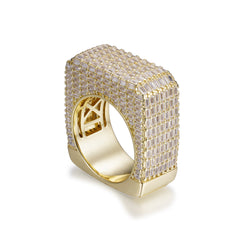 Square Cube Baguette Big Bulky Heavy CZ Diamond Ring