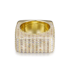 Square Cube Baguette Big Bulky Heavy CZ Diamond Ring