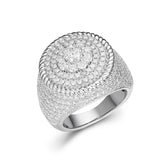 Sterling Silver Moissanite Men's Flower Twist Halo Pinky Ring