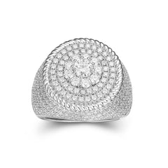 Sterling Silver Moissanite Men's Flower Twist Halo Pinky Ring