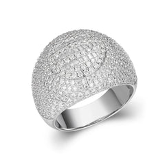 Sterling Silver Round Baguette Circle Face Icy Hip Hop Cluster Mens Ring