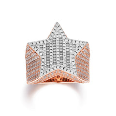 Super Star Baguette and Round VVS Moissanite Ring