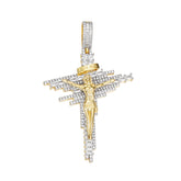 Two-Tone Golden Crucifix Pendant VVS Moissanite Jewelry