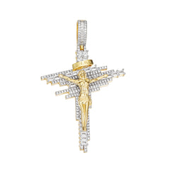Two-Tone Golden Crucifix Pendant VVS Moissanite Jewelry