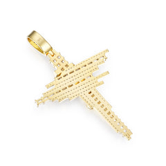 Two-Tone Golden Crucifix Pendant VVS Moissanite Jewelry