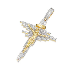Two-Tone Golden Crucifix Pendant VVS Moissanite Jewelry