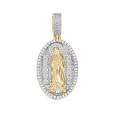 Two-Tone Golden Virgin Mary Pendant with VVS Moissanite Stones