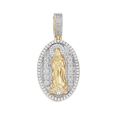 Two-Tone Golden Virgin Mary Pendant with VVS Moissanite Stones