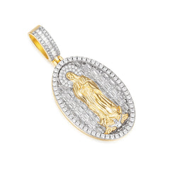 Two-Tone Golden Virgin Mary Pendant with VVS Moissanite Stones