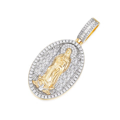 Two-Tone Golden Virgin Mary Pendant with VVS Moissanite Stones